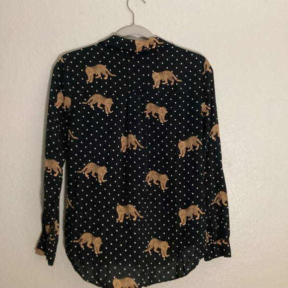 Maeve Anthropologie Leopard Print‎ Polka Dot Button Down Shirt - Picture 6 of 6